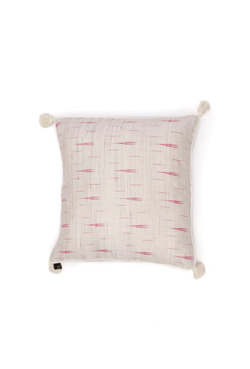 Set of 2: Ivory Beige Ikat Cotton Cushion Covers